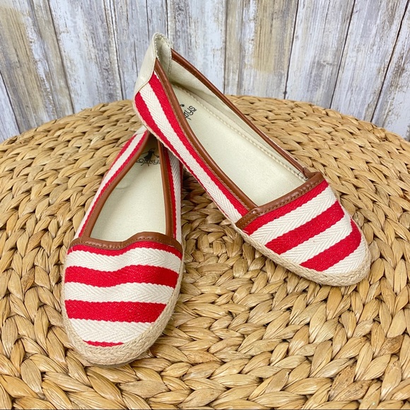red and white espadrilles